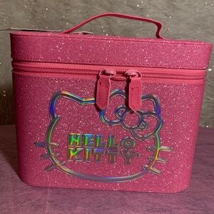 Hello Kitty Make Up Case  Sparkling Pink Glitter with mirror inside